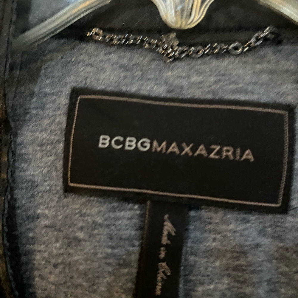 BCBGMaxAzria Gray and Black Leather Jacket